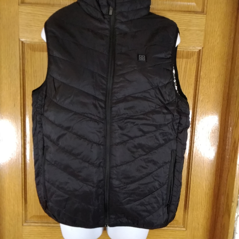 Men's Black Puffer Heated Vest, Size L